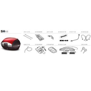 SHAD recambios y despiece maleta top case SH45 WHITE Â· 2