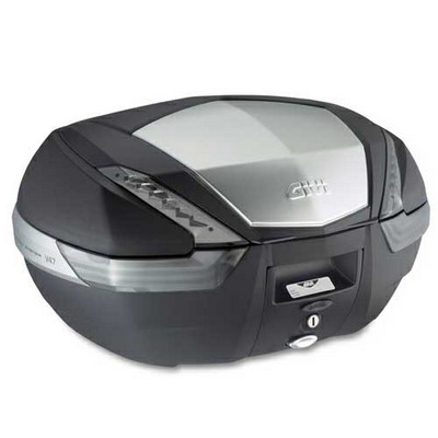 Baul Givi V47NT Tech 47L tapa aluminio luces ahumadas