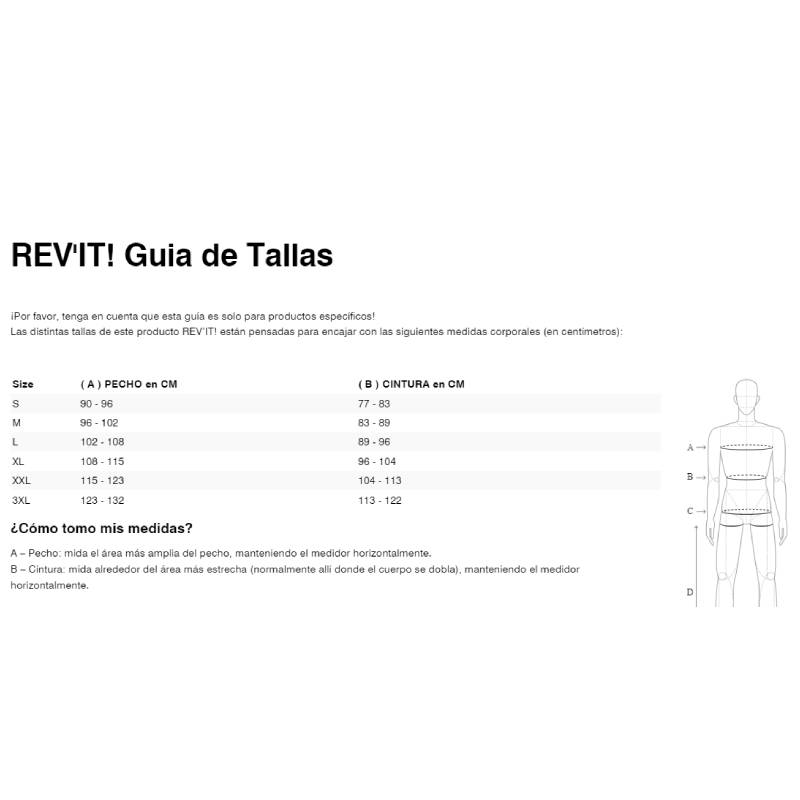 Gu&iacute;a de tallas de Chaqueta Revit Flare 3 H2O camuflaje azul