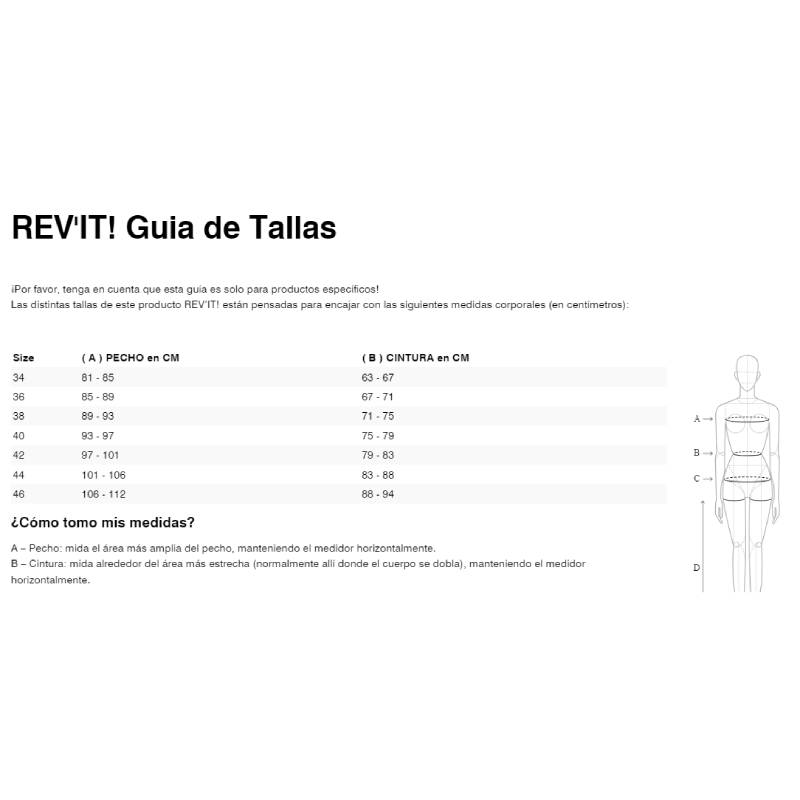 Gu&iacute;a de tallas de Chaqueta Revit Flare 3 H2O Mujer camuflaje gris-blanco