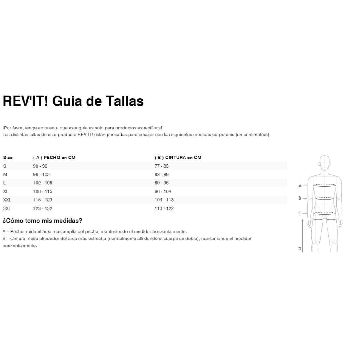 Gu&iacute;a de tallas de Chaqueta Revit Trench 2 verde oliva GORETEX
