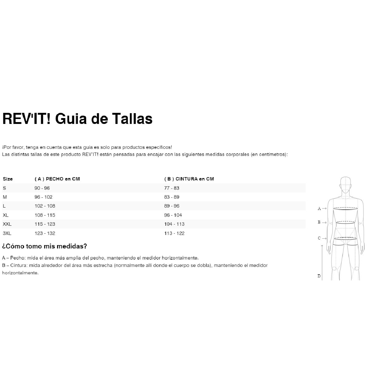 Gu&iacute;a de tallas de Chaqueta Revit Potential marrón-gris GORETEX