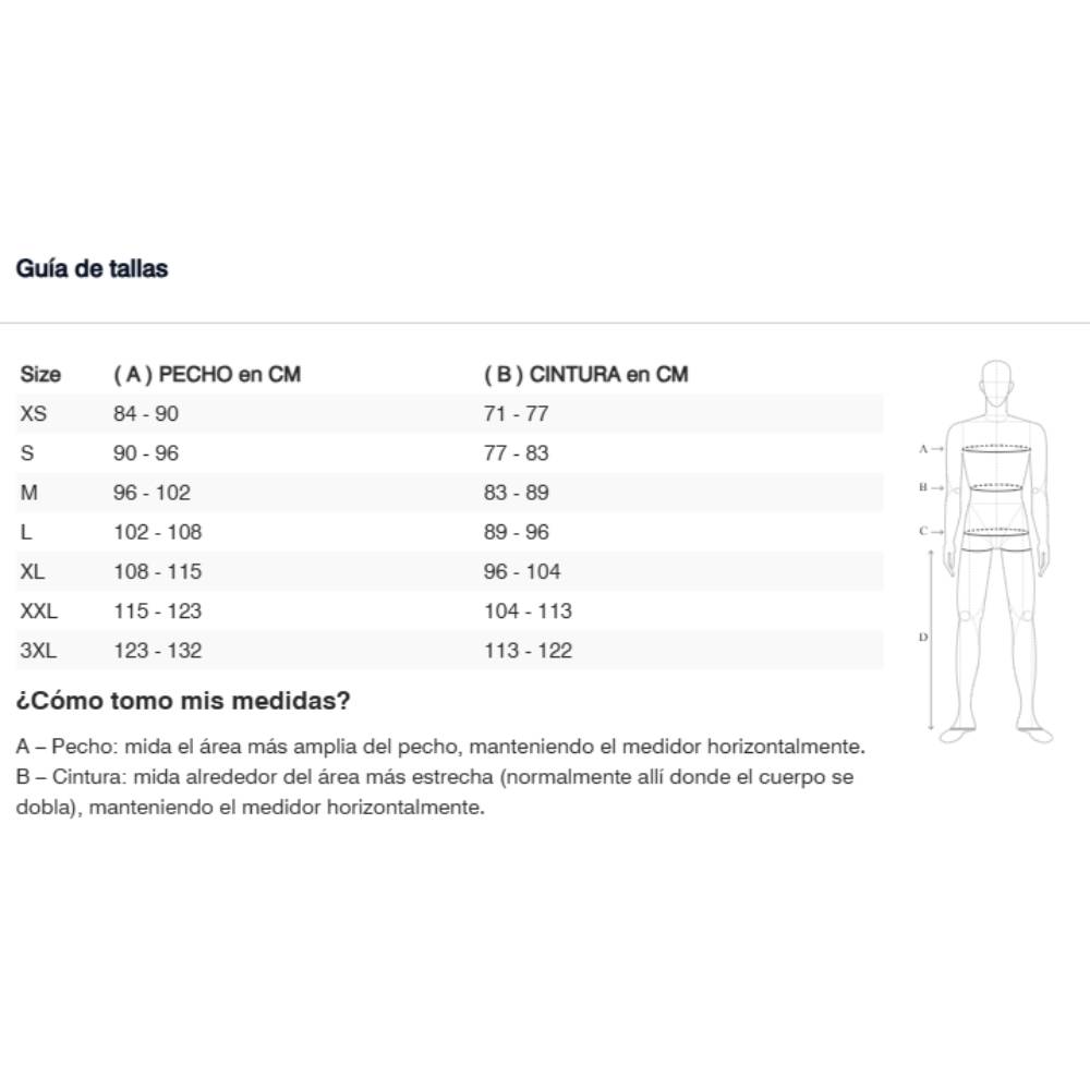 Gu&iacute;a de tallas de Chaqueta Revit GT-R 4 Air Plata-Negro