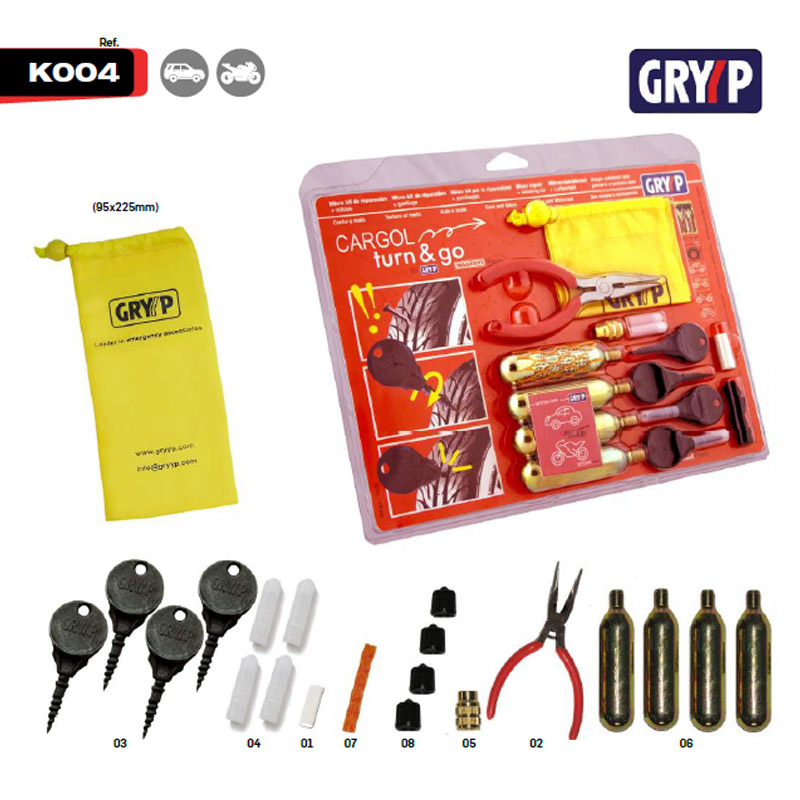 Gryyp Kit BÁSICO MOTO repara pinchazos Cargol para reparación de pinchazos  en neumáticos tubeless – iBlevel