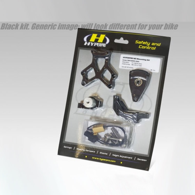Kit fixation pour amortisseur de direction anodisé NOIR HYPERPRO bmw F850GS 2016-2017