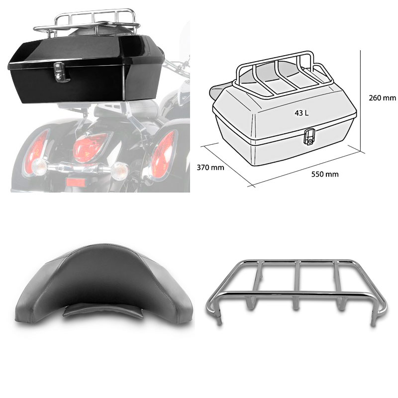 Baul Trasero modelo Travel 43L con respaldo y