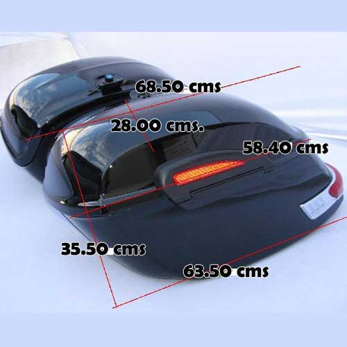 Alforjas rigidas moto custom Fast Vramack Seven con luces Alforjas rigidas moto custom Fast Vramack Seven con luces